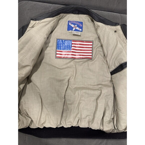 Airborne Leathers Genuine Leather Brown Mens Sz 2XL Leather Bomber Jacket Flight - Picture 6 of 6